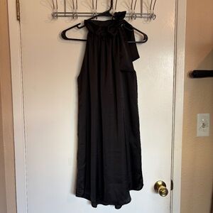 High Neck Satin Black Mini Dress Size Small